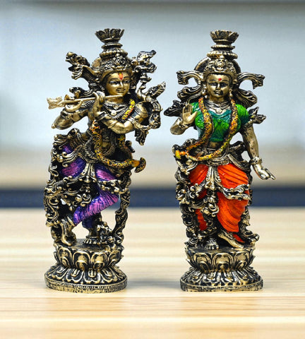 Sigaram 14 Inch Antique Radha Krishna Idol For Home Decor Statue Figurine Murti Showpiece K4798