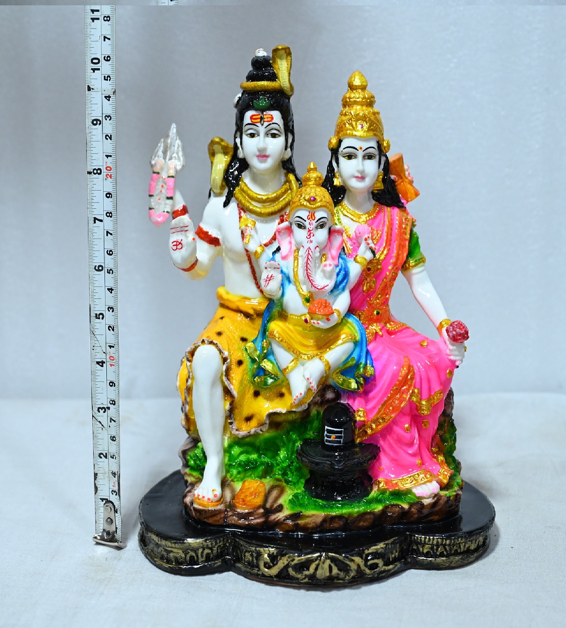 Sigaram 10 Inch Multi-Color Marble Shiva Family Idol For Home Decoretive Showpiece K4799