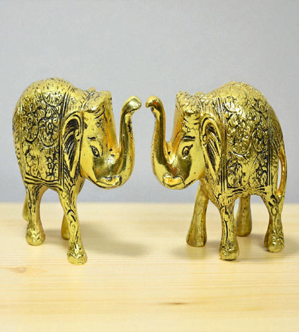 Sigaram 3 Inch Gold Metal Elephant For Home Decorative Showpiece K4803