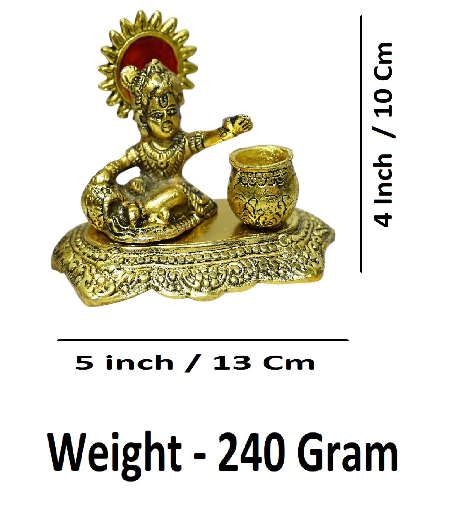 Sigaram 4 Inch Gold Color Metal Bala Krishna For Home  Decorative Showpiece K4803