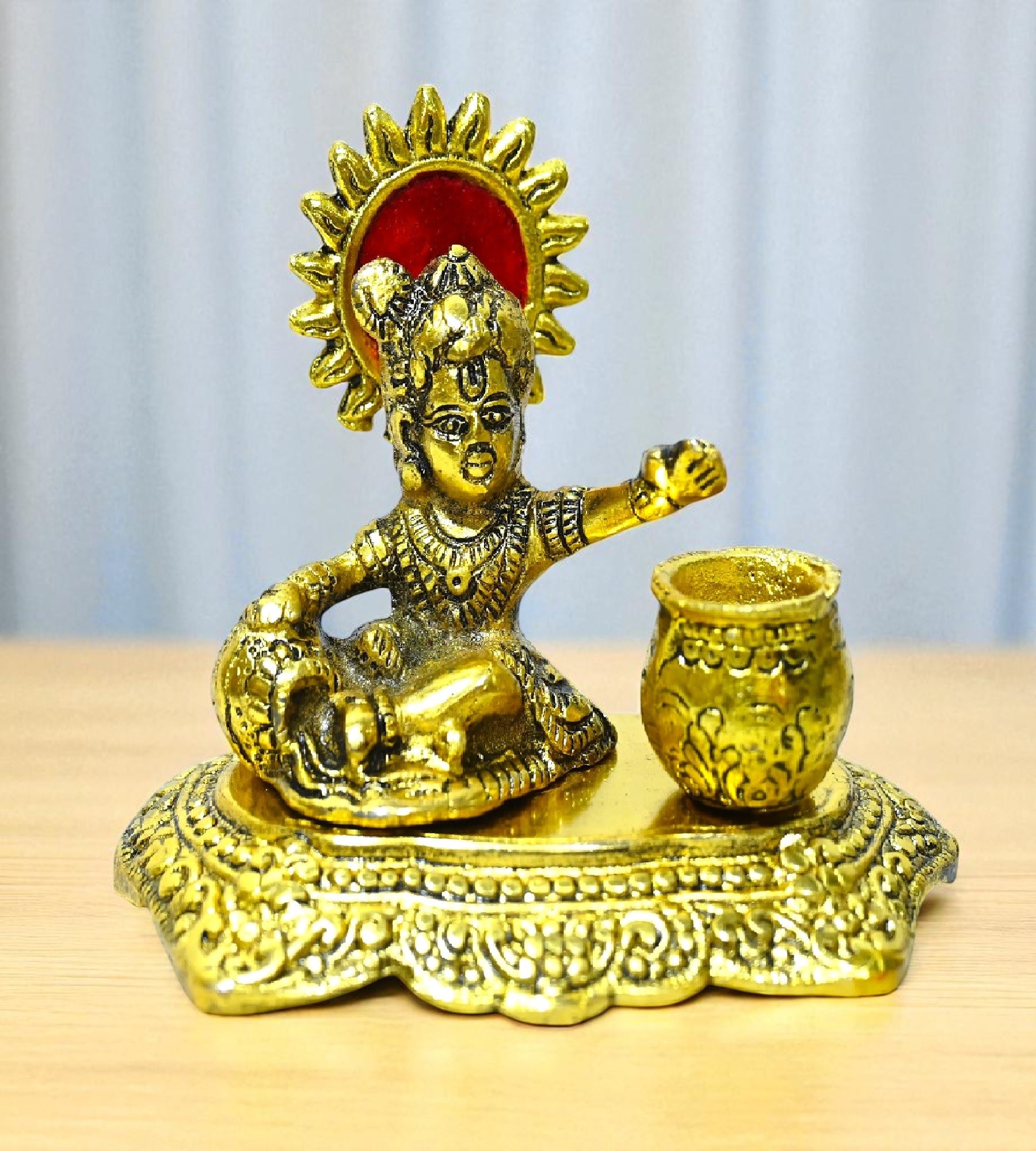 Sigaram 4 Inch Gold Color Metal Bala Krishna For Home  Decorative Showpiece K4803