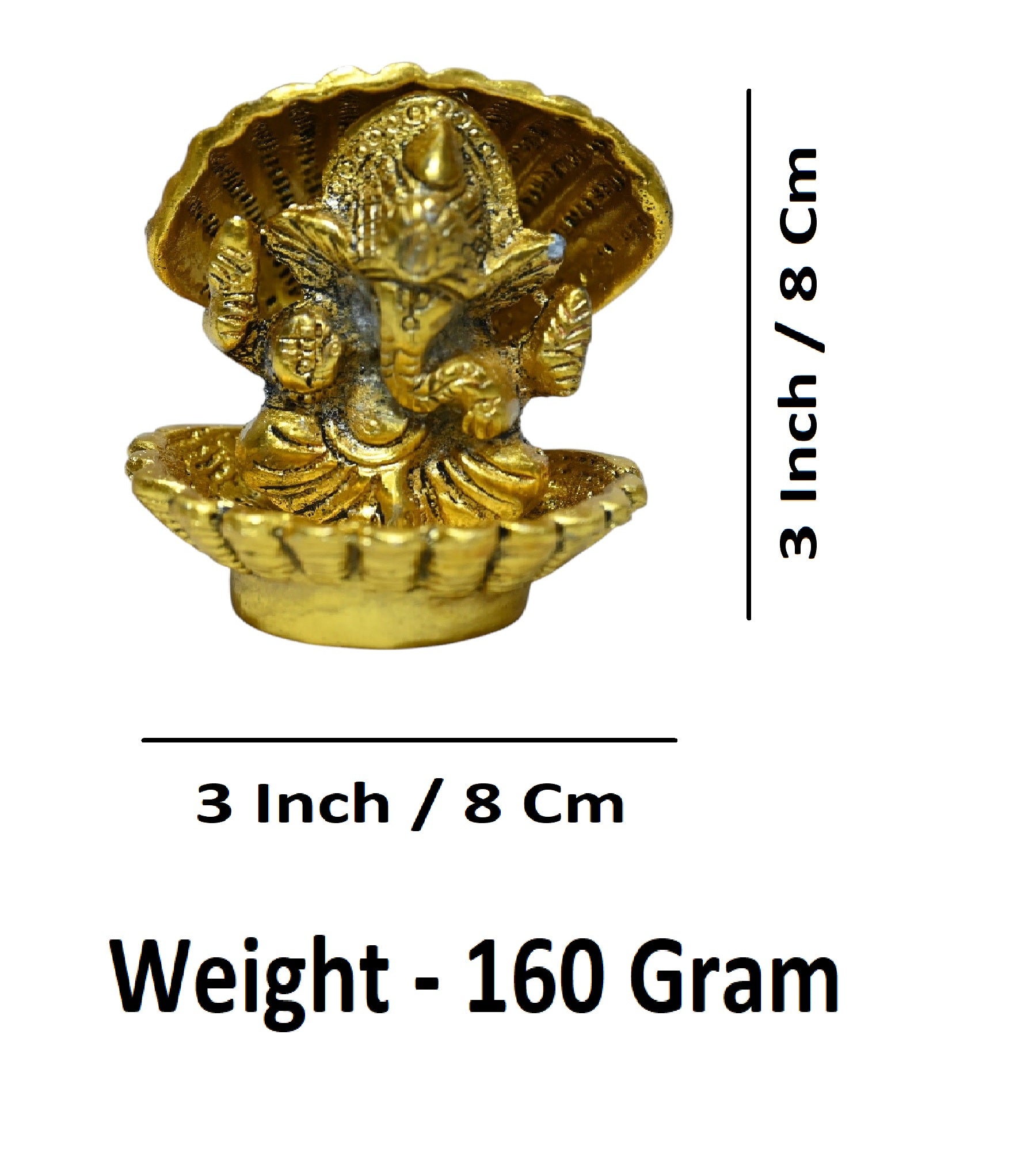 Sigaram 3 Inch Gold Color Metal Ganesh Idol For Home Decoretive Showpiece K4804