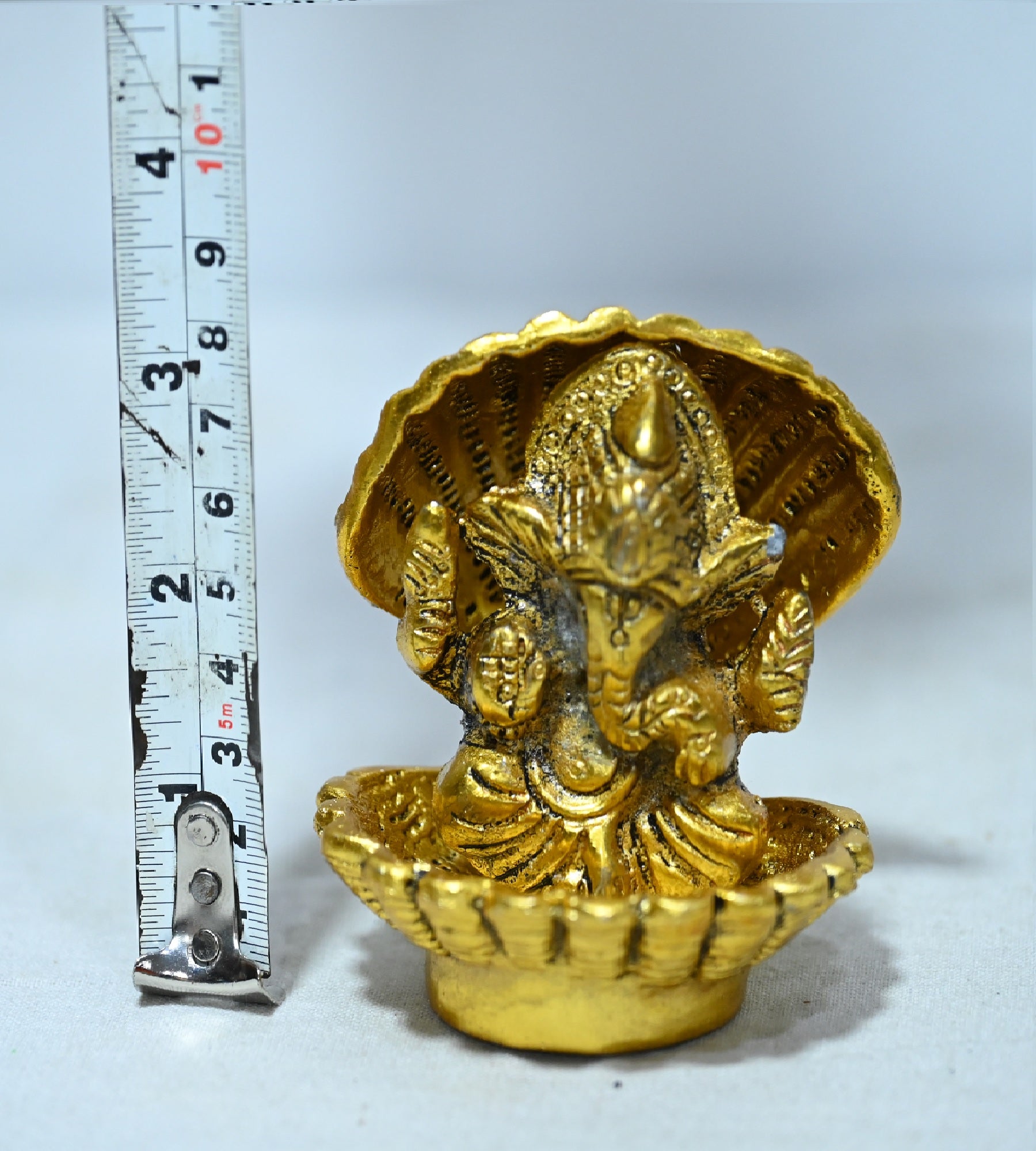 Sigaram 3 Inch Gold Color Metal Ganesh Idol For Home Decoretive Showpiece K4804