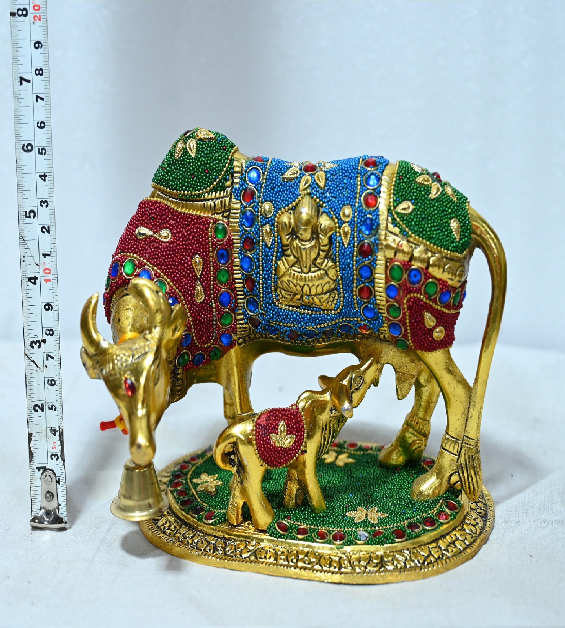 Sigaram 6.5 Inch Multi-Color Metal Kamadhenu Idol  For Home Decoretive Showpiece K4806