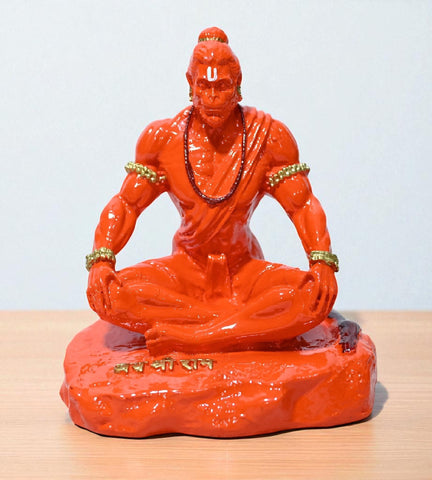 Sigaram 3.5 Inch Marble Sitting Hanuman Idol For Home Decoretive Showpiece K4808