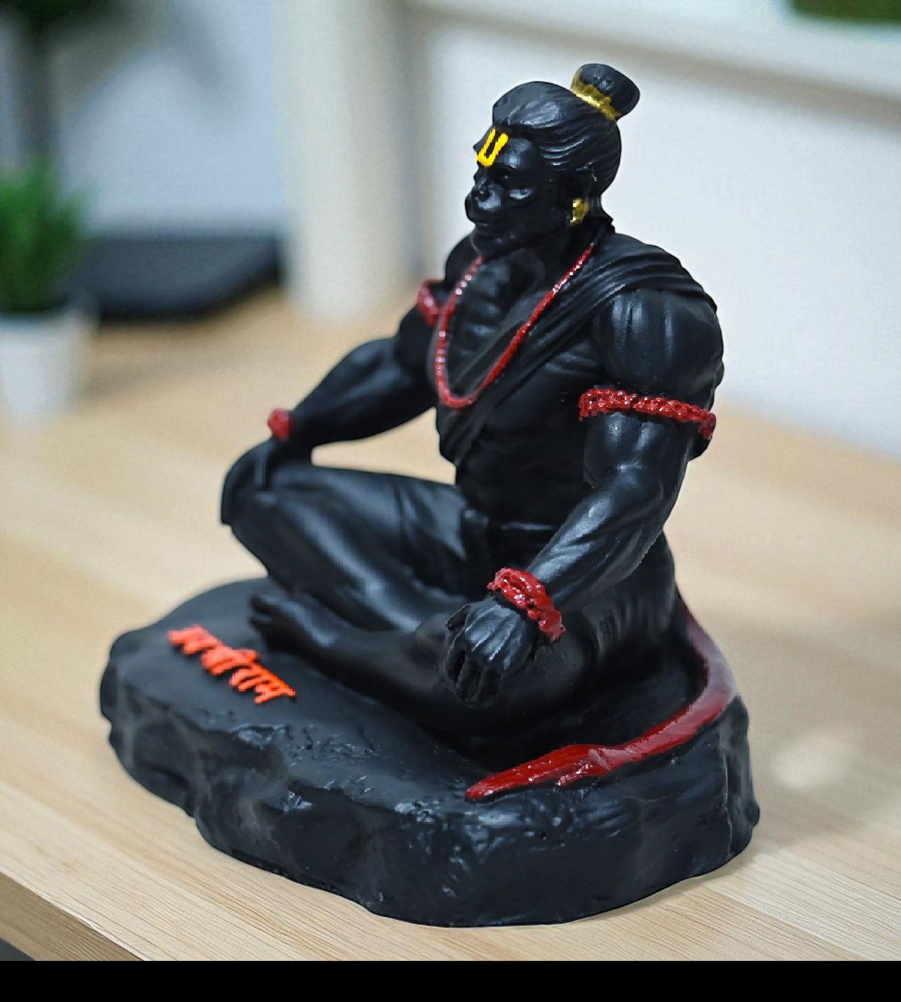 Sigaram 3.5 Inch Black Marble Sitting Hanuman Idol For Home Decoretive Showpiece K4809
