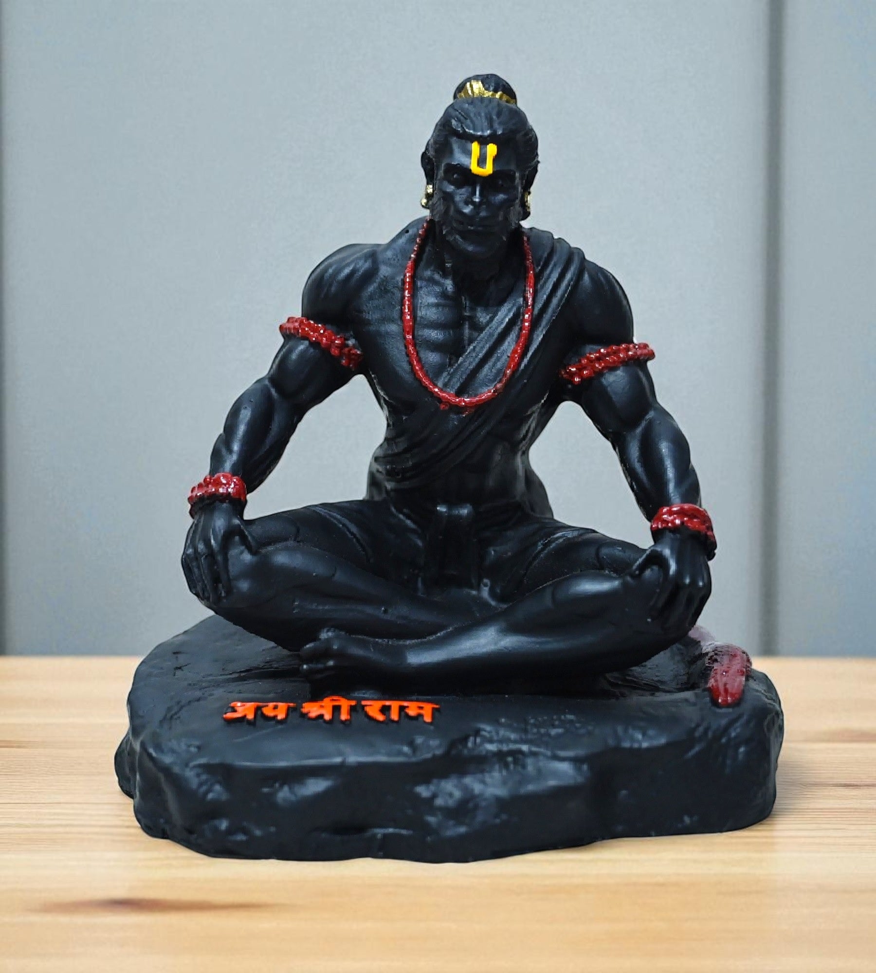 Sigaram 3.5 Inch Black Marble Sitting Hanuman Idol For Home Decoretive Showpiece K4809