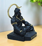 Sigaram 3.5 Inch Black Marble Sitting Hanuman Idol For Home Decoretive Showpiece K4810