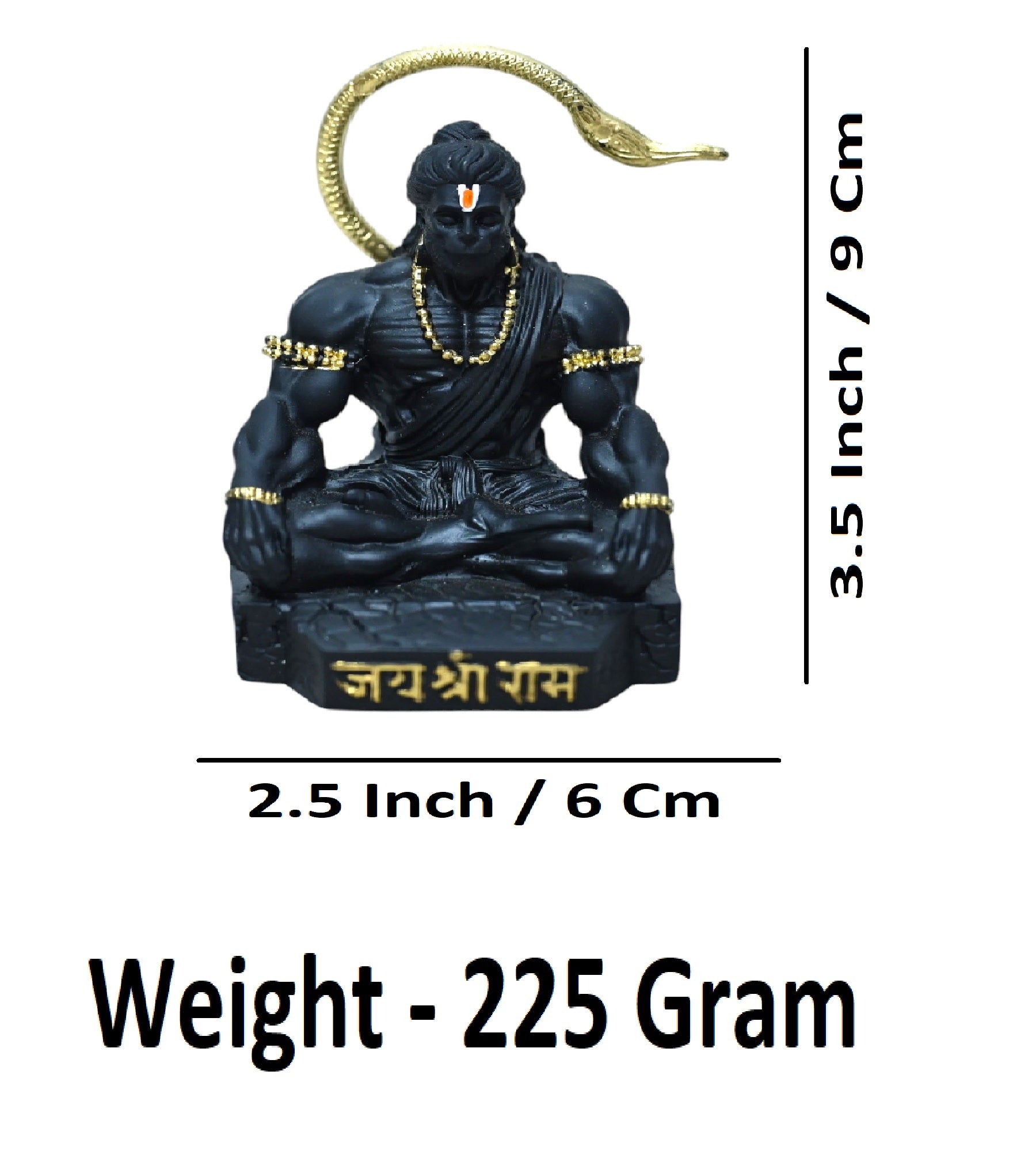 Sigaram 3.5 Inch Black Marble Sitting Hanuman Idol For Home Decoretive Showpiece K4810