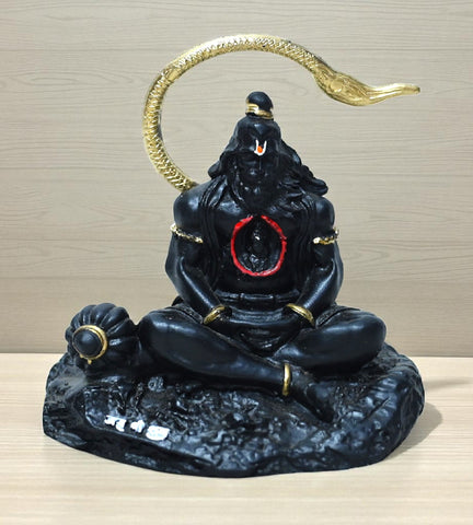 Sigaram 3.5 Inch Black Marble Sitting Hanuman Idol For Home Decoretive Showpiece K4812