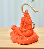 Sigaram 3.5 Inch Orange Marble Sitting Hanuman Idol For Home Decoretive Showpiece K4813
