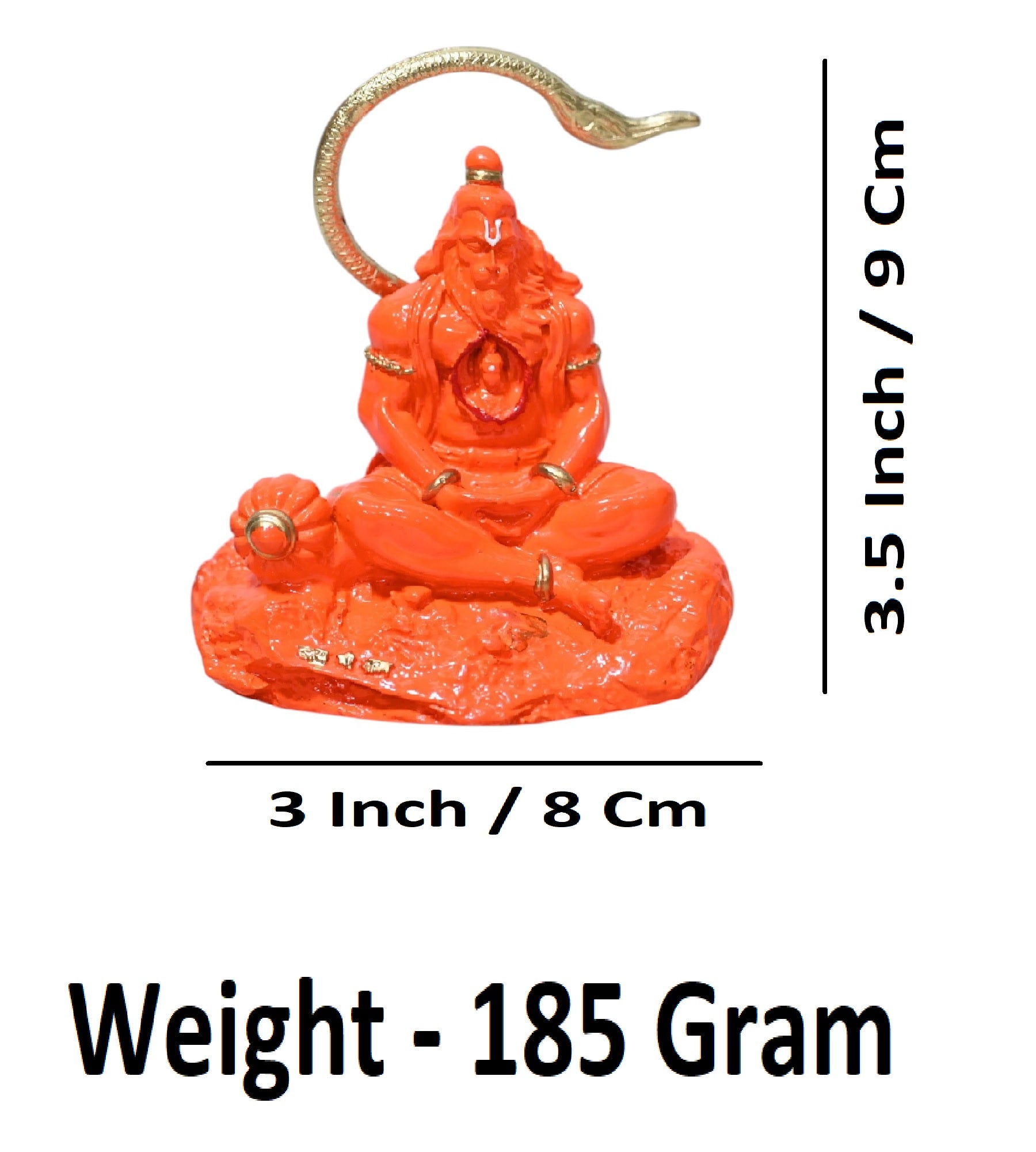 Sigaram 3.5 Inch Orange Marble Sitting Hanuman Idol For Home Decoretive Showpiece K4813