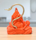 Sigaram 3.5 Inch Orange Marble Sitting Hanuman Idol For Home Decoretive Showpiece K4813