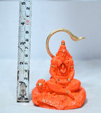 Sigaram 3.5 Inch Orange Marble Sitting Hanuman Idol For Home Decoretive Showpiece K4813