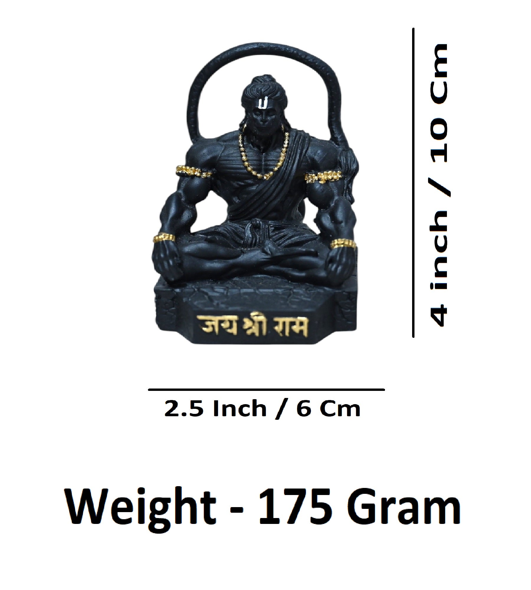 Sigaram 4 Inch Black Marble Sitting Hanuman Idol For Home Decoretive Showpiece K4814