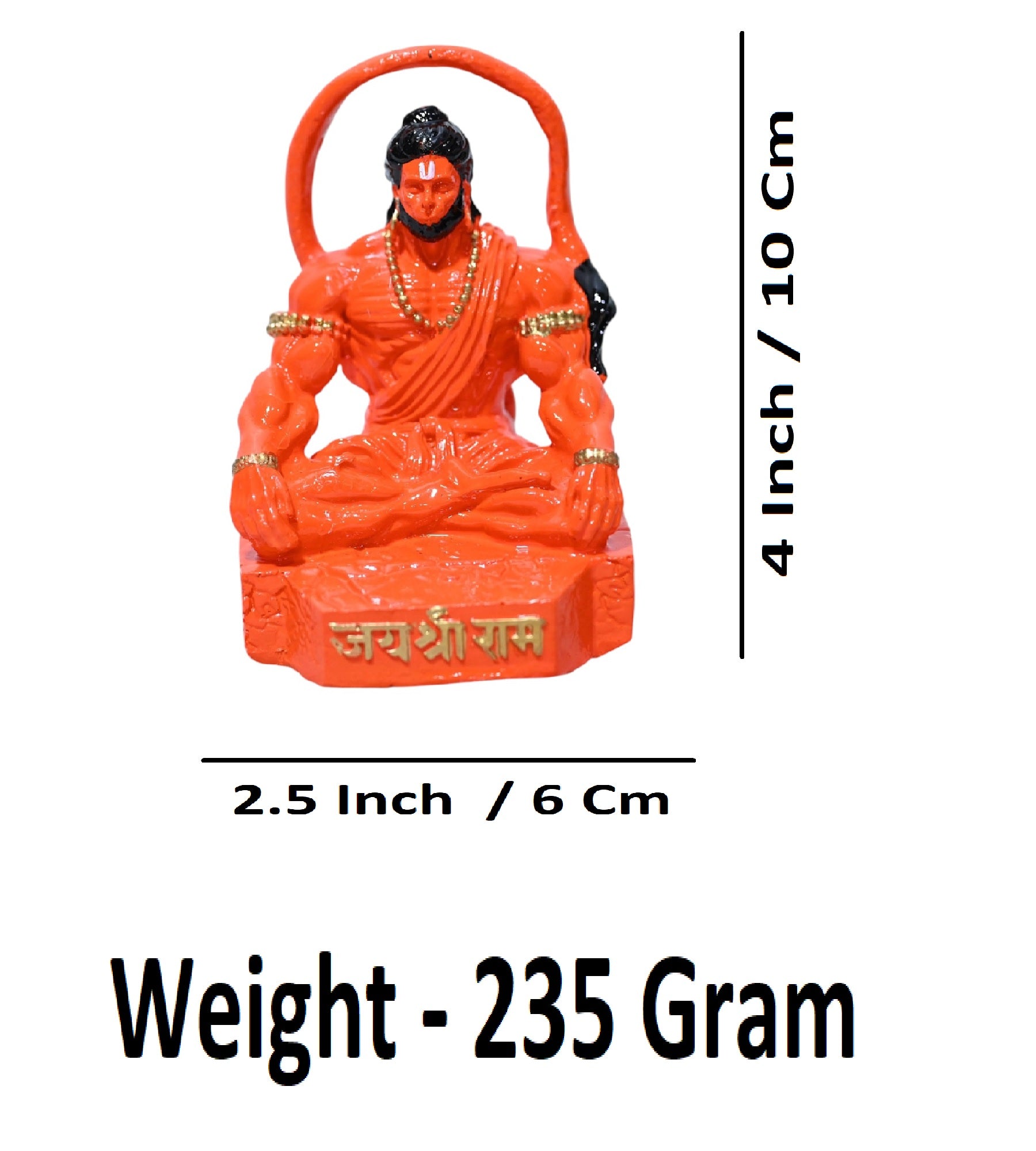 Sigaram 4 Inch Orange Color Sitting Hanuman Idol For Home Decoretive Showpiece K4815