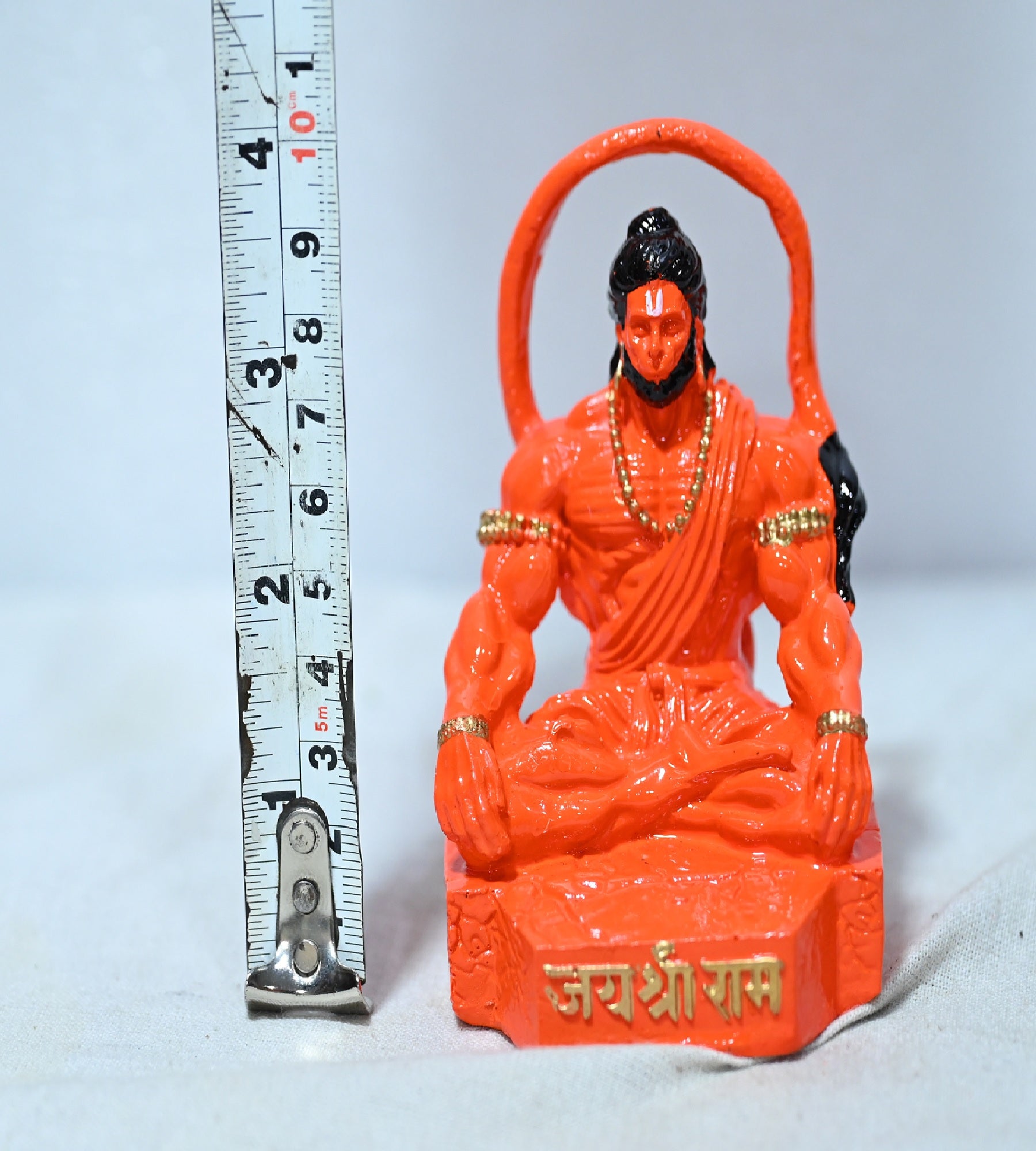 Sigaram 4 Inch Orange Color Sitting Hanuman Idol For Home Decoretive Showpiece K4815
