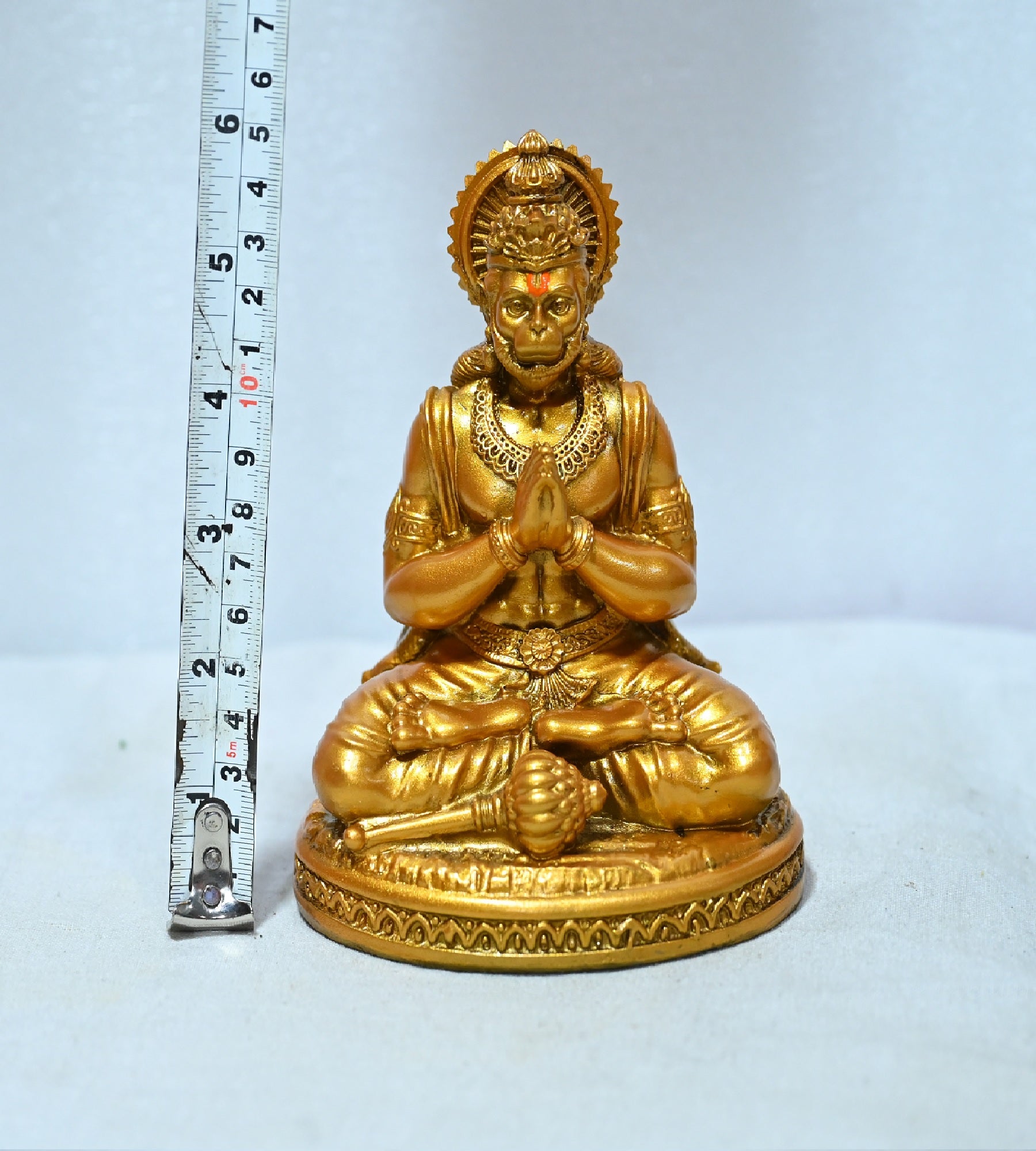 Sigaram 5.5 Inch Gold Color Sitting Hanuman Idol For Home Decoretive Showpiece K4817
