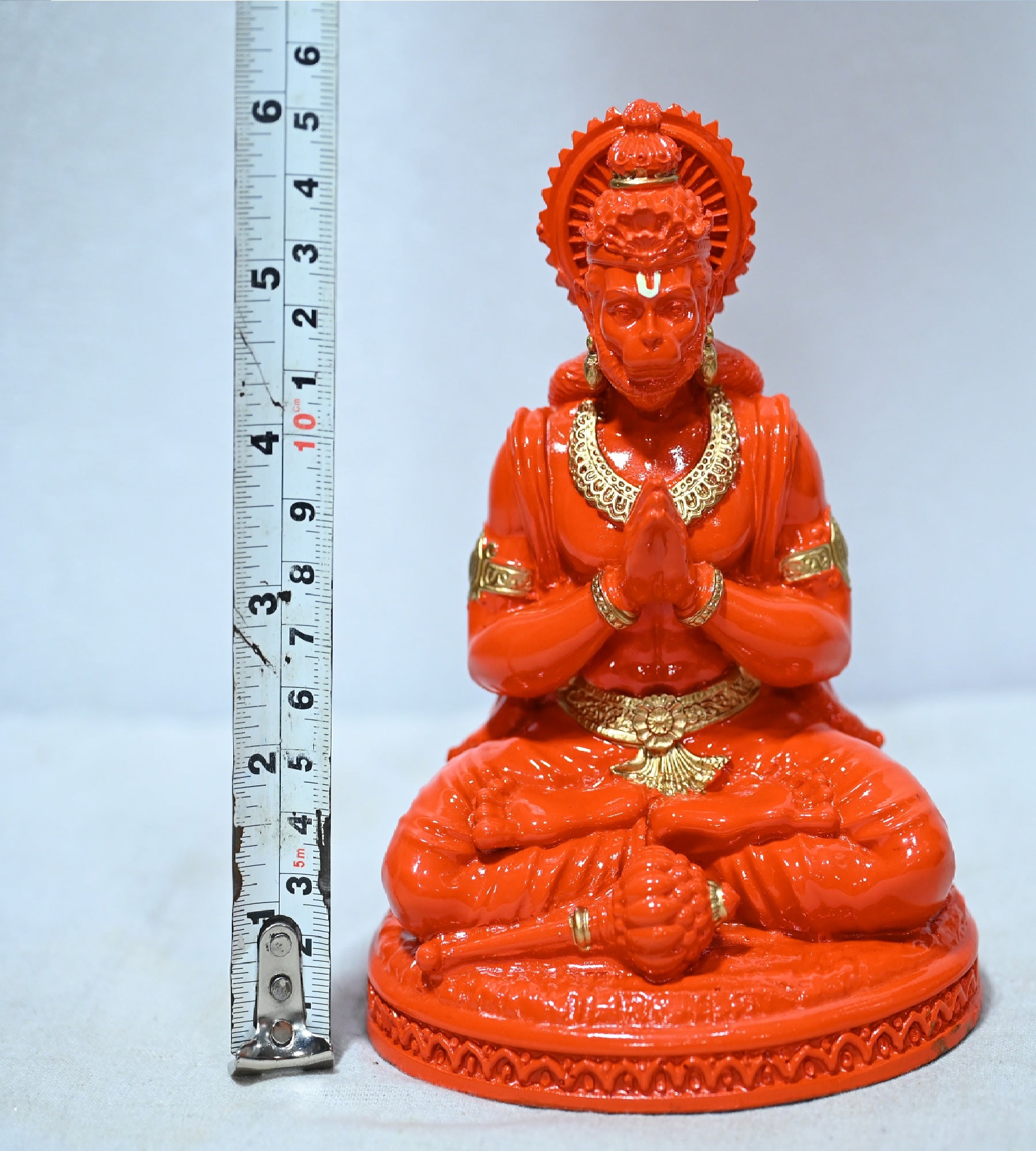 Sigaram 5.5 Inch Orange Color Sitting Hanuman Idol For Home Decoretive Showpiece K4818