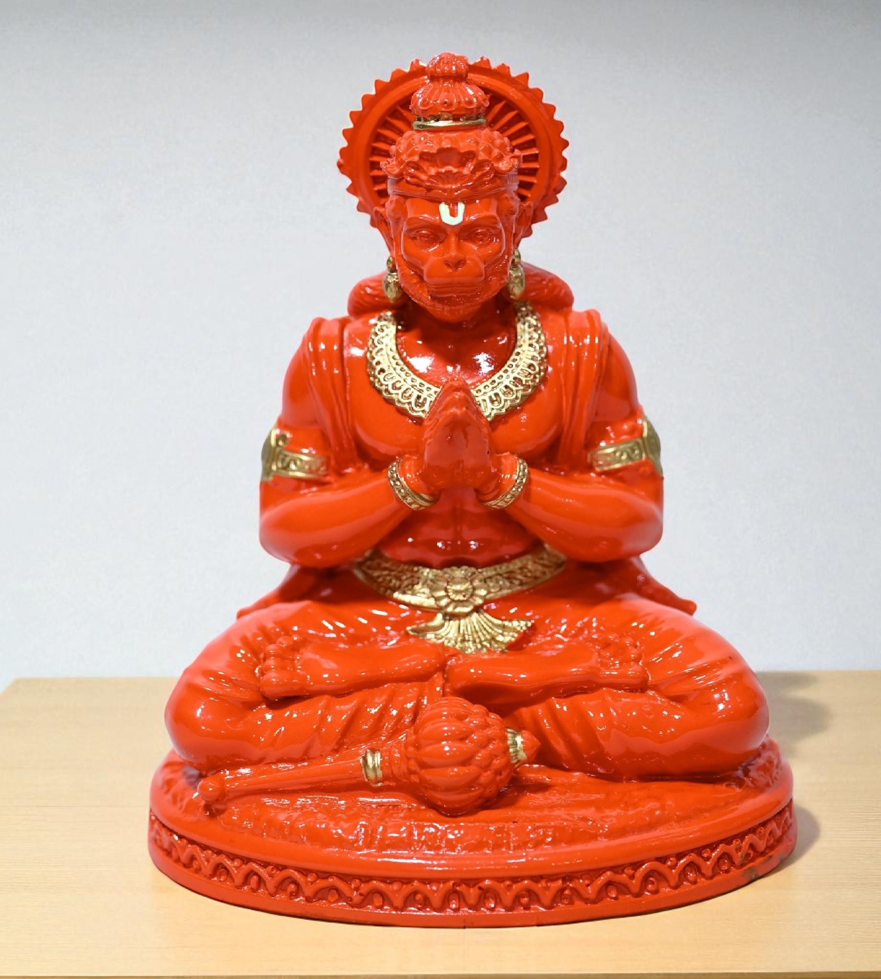 Sigaram 5.5 Inch Orange Color Sitting Hanuman Idol For Home Decoretive Showpiece K4818