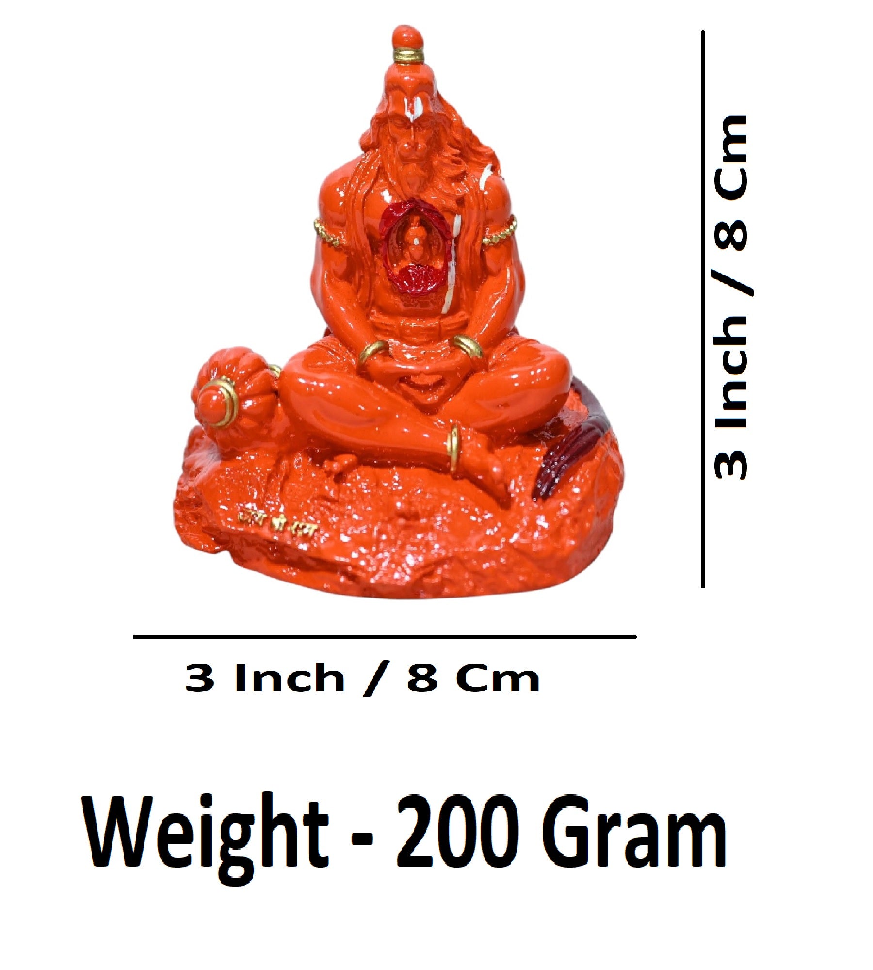 Sigaram 3 Inch Orange Color Sitting Hanuman Idol For Home Decoretive Showpiece K4820