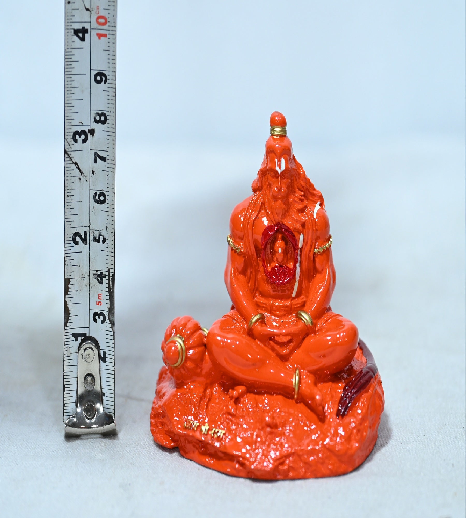 Sigaram 3 Inch Orange Color Sitting Hanuman Idol For Home Decoretive Showpiece K4820