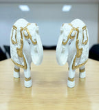 Sigaram 4 Inch White Marble Elephant with Gold Cloth For Home Decoretive Showpiece K4821