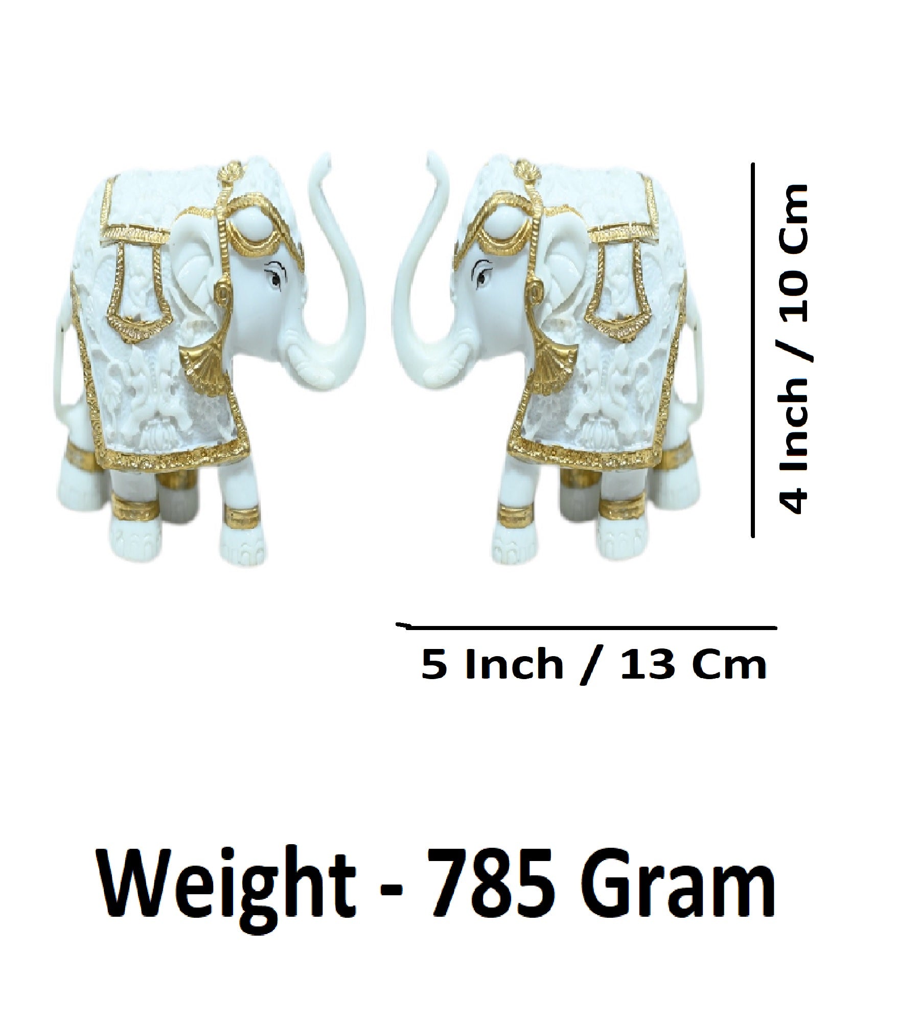 Sigaram 4 Inch White Marble Elephant with Gold Cloth For Home Decoretive Showpiece K4821