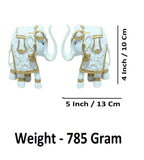 Sigaram 4 Inch White Marble Elephant with Gold Cloth For Home Decoretive Showpiece K4821