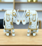 Sigaram 4 Inch White Marble Elephant with Gold Cloth For Home Decoretive Showpiece K4821