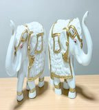 Sigaram 6 Inch White Marble Elephant with Gold Cloth For Home Decoretive Showpiece K4822