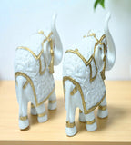 Sigaram 6 Inch White Marble Elephant with Gold Cloth For Home Decoretive Showpiece K4822