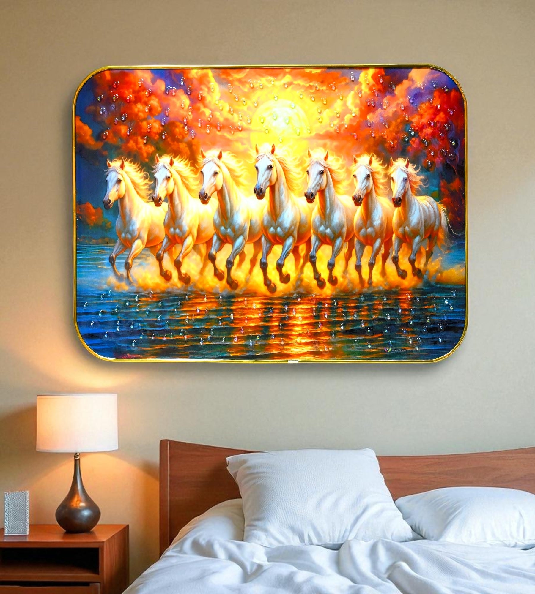 Sigaram 18x12 Inch 7 Running Horse Photo Frame For Home, Room, Office, Wall Decore K4823