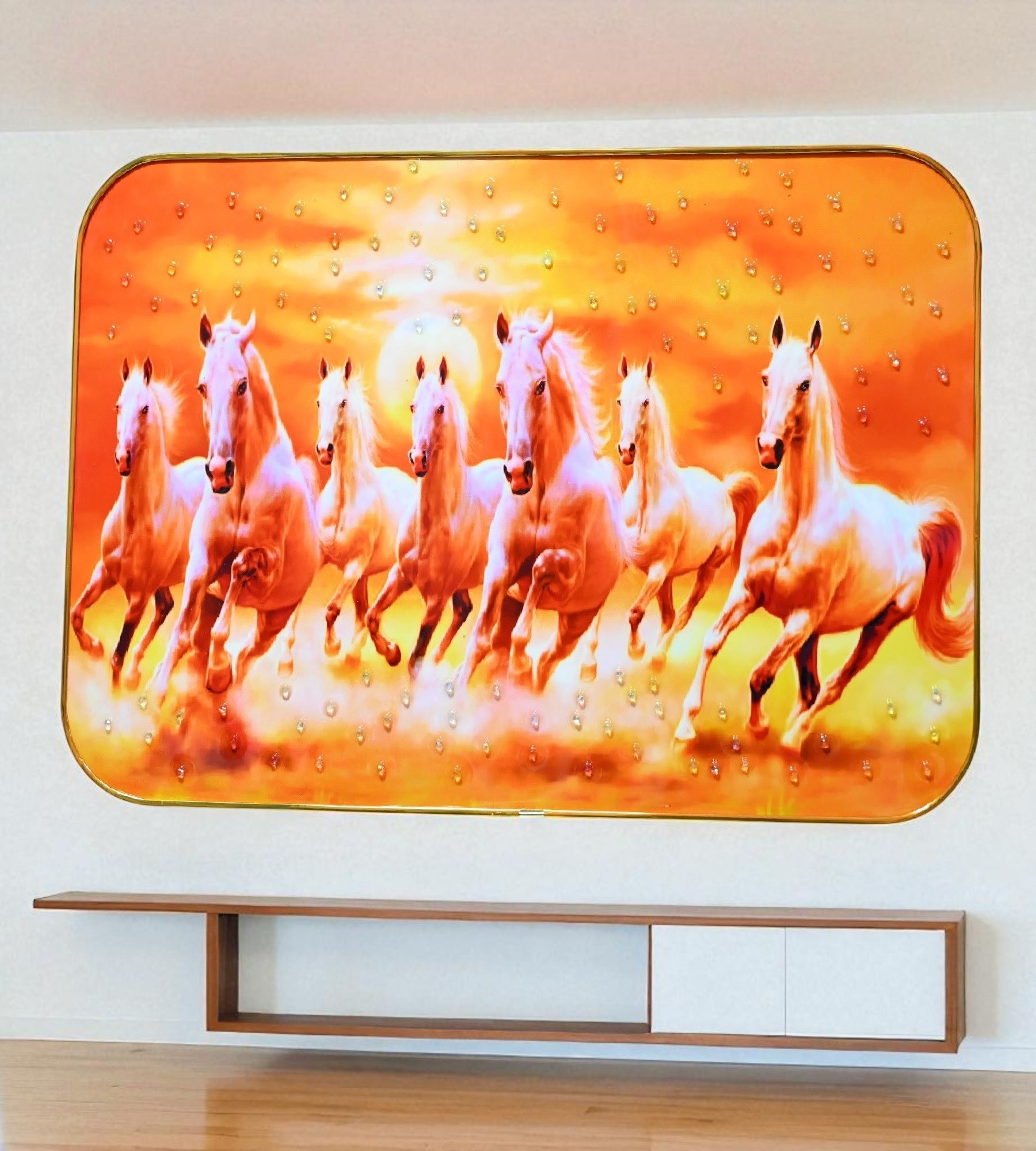 Sigaram 18x12 Inch 7 Running Horse Photo Frame For Home, Room, Office, Wall Decore K4824