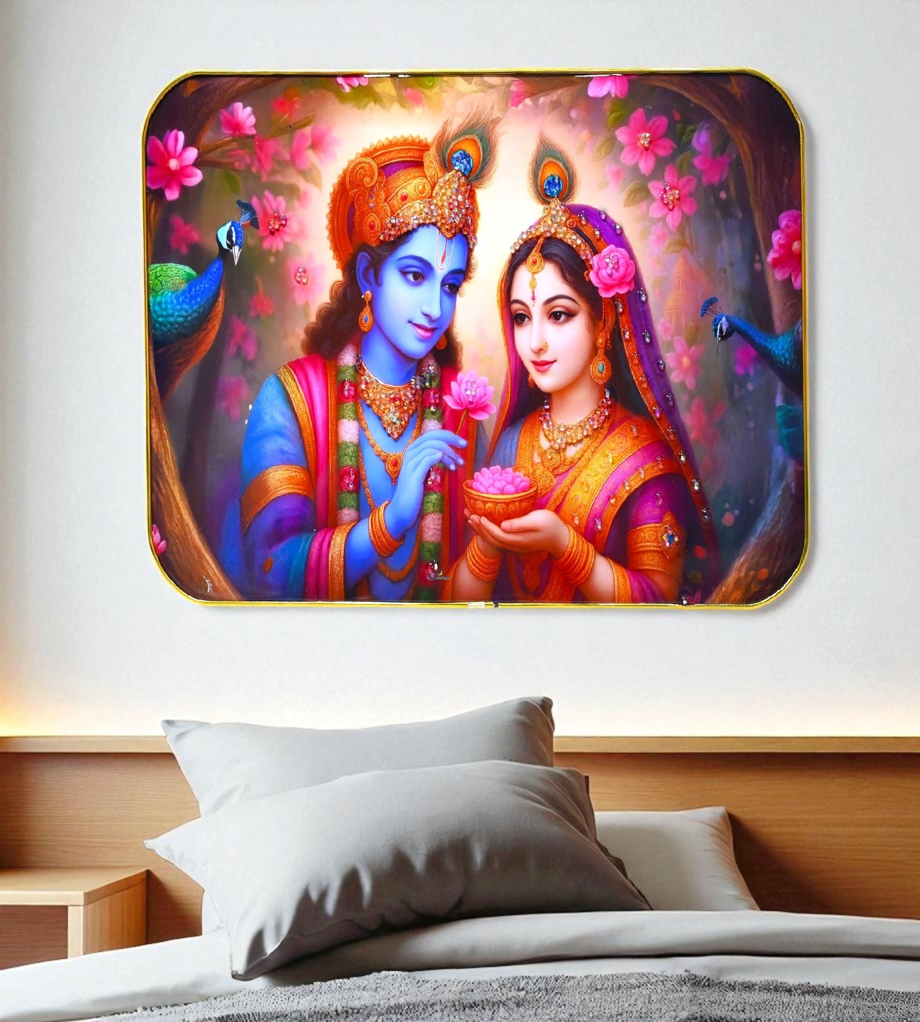 Sigaram 18x12 Inch Radha Krishna Photo Frame For Home, Room, Office, Wall Decore K4825