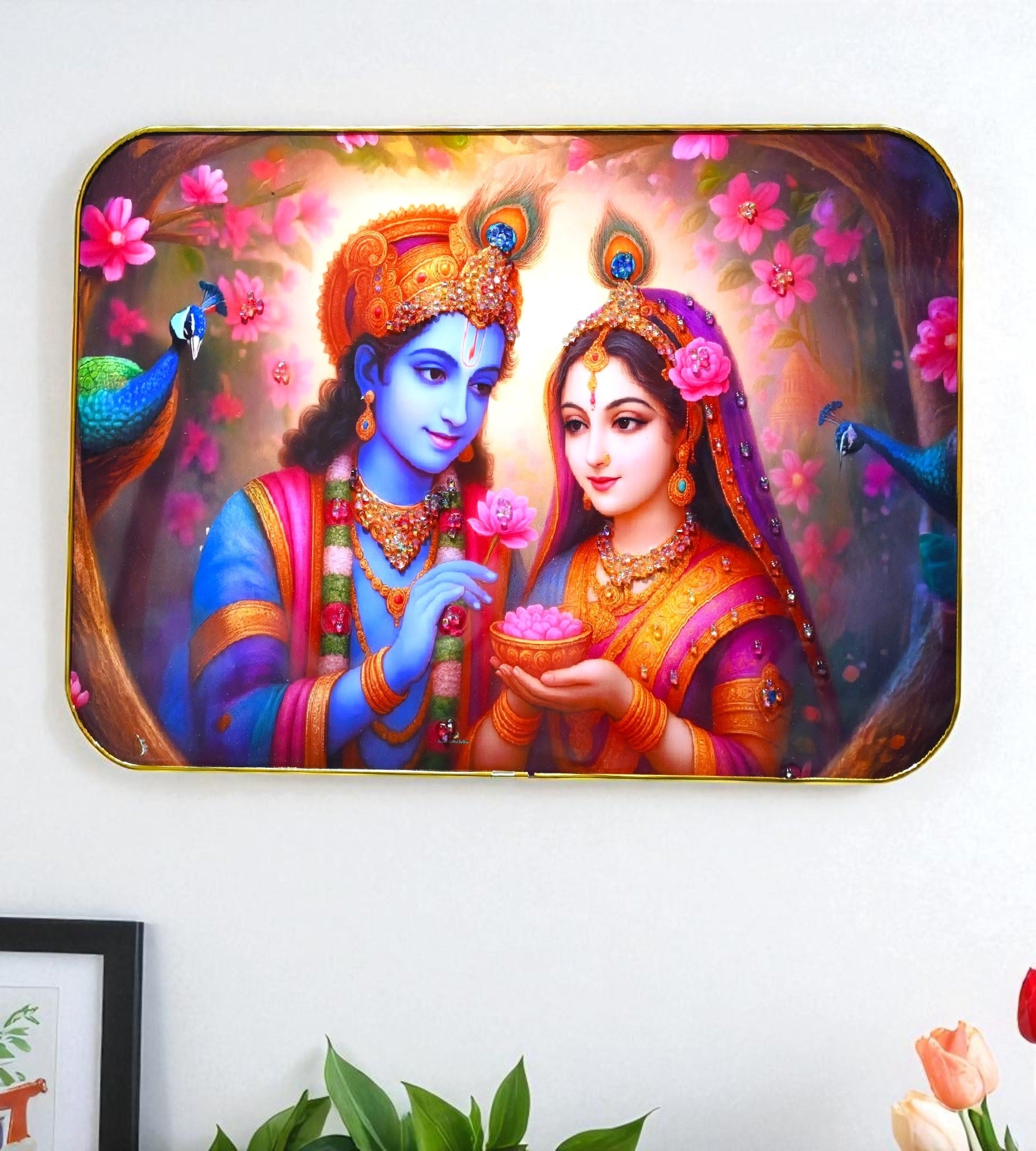 Sigaram 18x12 Inch Radha Krishna Photo Frame For Home, Room, Office, Wall Decore K4825