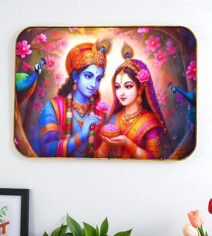 Sigaram 18x12 Inch Radha Krishna Photo Frame For Home, Room, Office, Wall Decore K4825