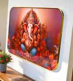 Sigaram 18x12 Inch Orange Ganesh Photo Frame for Home, Room, Office Wall Decore K4827