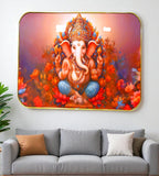 Sigaram 18x12 Inch Orange Ganesh Photo Frame for Home, Room, Office Wall Decore K4827