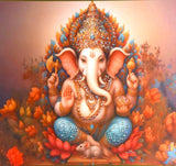 Sigaram 18x12 Inch Orange Ganesh Photo Frame for Home, Room, Office Wall Decore K4827