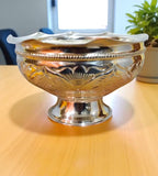 Sigaram 6.7x4 Inch Silver Plated Pooja Flower & Fruit Basket For Home Pooja Decore K4832