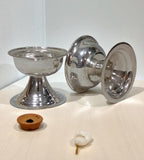 Sigaram 1.5 Inch Silver Plated Plain Niranjana Deepa For Home Pooja Decor K4833