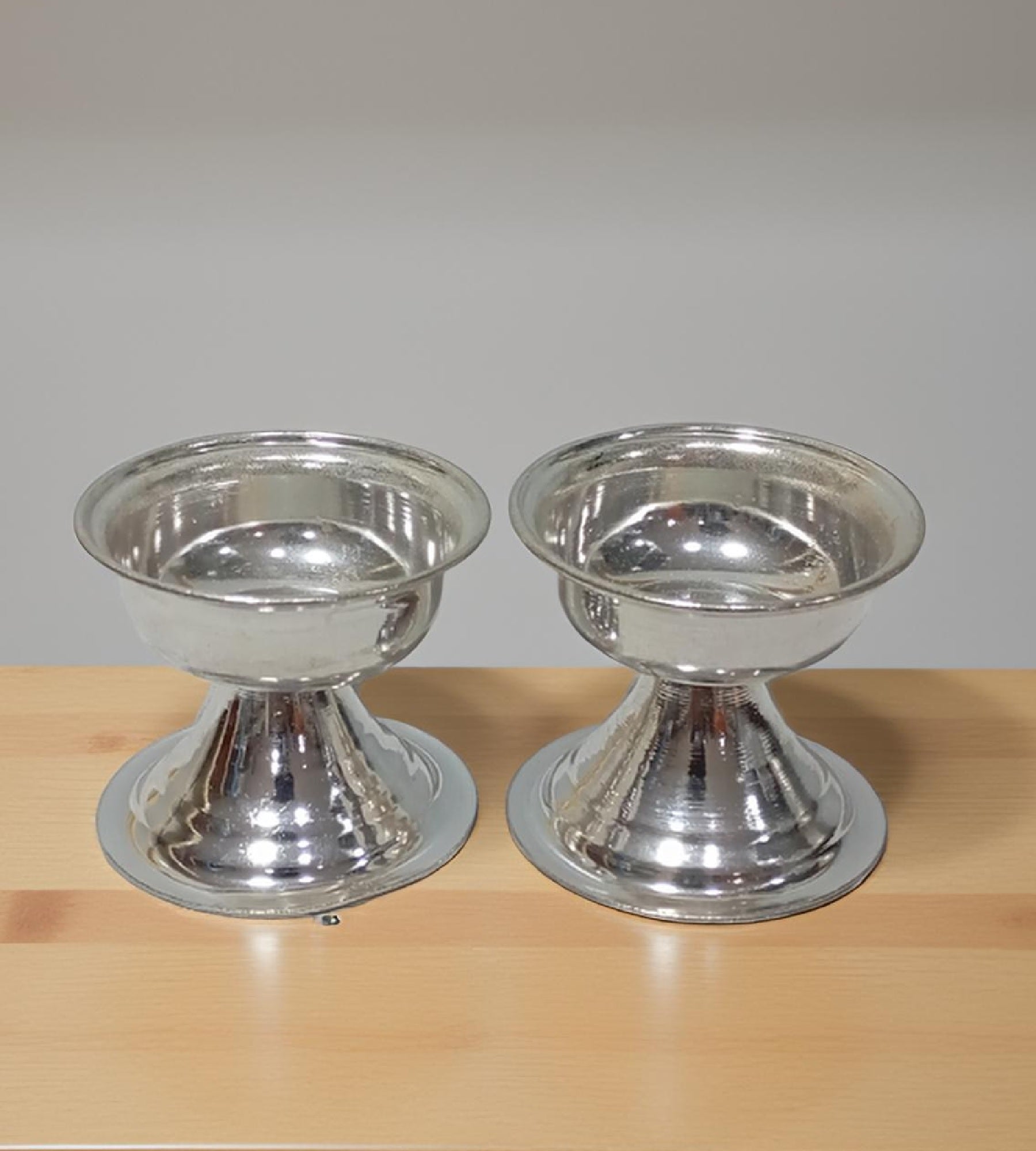 Sigaram 1.5 Inch Silver Plated Plain Niranjana Deepa For Home Pooja Decor K4833