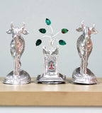 Sigaram Silver Plated 2.5 Inch Kamadhenu and Tulsi Plant Idol Set for Home Temple and Pooja Décor K4834