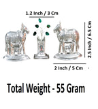 Sigaram Silver Plated 2.5 Inch Kamadhenu and Tulsi Plant Idol Set for Home Temple and Pooja Décor K4834