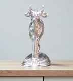 Sigaram 2.5 Inch Silver Plated Kamadhenu Idol with Calf for Home Pooja Temple Decor K4835
