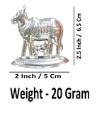 Sigaram 2.5 Inch Silver Plated Kamadhenu Idol with Calf for Home Pooja Temple Decor K4835