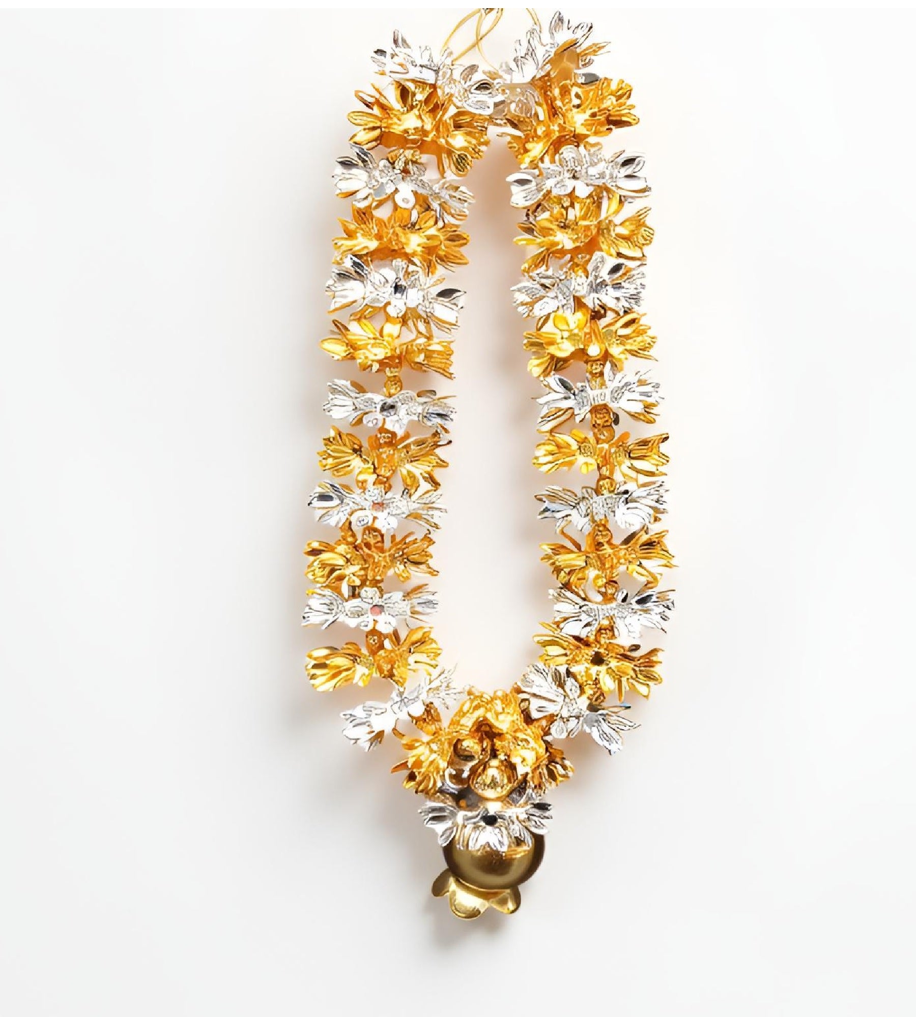 Sigaram Silver Plated 9 Inch Multi Color Fancy Mala / Hara for Home Temple Pooja Decore K4837