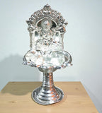Sigaram Silver Plated 5 Inch Fancy Kamakshi Deepa for Home, Temple Pooja Decor K4841
