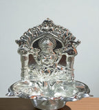 Sigaram Silver Plated 5 Inch Fancy Kamakshi Deepa for Home, Temple Pooja Decor K4841